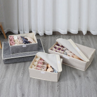 内衣内裤布艺有盖收纳箱学生宿舍文胸袜子整理箱可水洗收纳U8