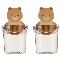 创意卫生间置物架免打孔浴室洗漱台吸壁挂式梳子牙膏牙刷收纳架|透明灰【2个装】