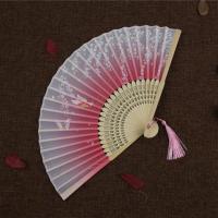 扇子折扇中小复古布古典古风折扇舞蹈扇古装日式女夏季折叠扇W3|西瓜红13漫天