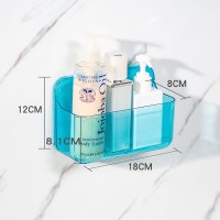 卫生间置物架壁挂浴室洗手免打孔粘贴吸盘式厨房洗漱台墙上R5|置物架小号-珊吉拉蓝