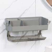 卫生间置物架壁挂浴室洗手免打孔粘贴吸盘式厨房洗漱台墙上R5|呗乐深灰色双层置物架【新品】