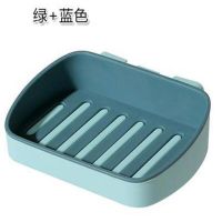 免打孔肥皂架壁挂创意双层卫生间大号吸盘香皂盒沥水E4|【单层肥皂盒】蓝色 两个装