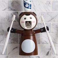 牙刷架三合一懒人全自动成人儿童挤牙膏神器可爱H6|咖啡色熊猫人