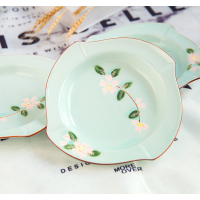 盘子8英寸菜盘创意中式饭盘家用不规则餐盘可微波炉盘子4个装S5|十里飘香8英寸盘青釉4个装