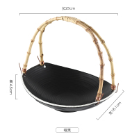 特色网红小吃盘子创意日式艺术篮子餐厅寿司店餐具摆盘水果盘S2|螺纹吊盘（哑黑）