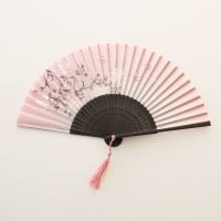 扇子古风折扇中跳舞蹈扇女士夏季折叠扇古装网红汉服古典折扇H7|桃李争妍 收藏送小扇子