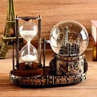 情人节礼物毕业水晶球音乐盒沙漏创意实用生日礼物女生送闺蜜朋友A|812金铁塔闪灯+音乐 免费（刻字+礼品包装+代写贺卡）