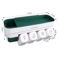 卫生间吸壁式牙刷架壁挂洗漱架牙刷筒牙刷杯牙刷置物架套装收纳架|橄榄绿 4口款