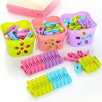 30个晒衣夹防风夹内衣袜子晾衣夹塑料小夹子夹衣服夹子晾晒夹B4|3蓝+90个夹子