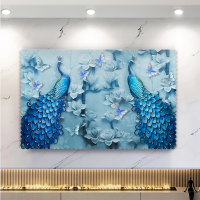 电视罩罩布艺电视机套家用挂式55英寸50曲面液晶盖巾电视机罩V2|蓝孔雀 65英寸