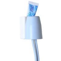 吸壁式牙刷架套装壁挂三人牙具座单人刷牙杯牙刷盒X5|蓝色 牙膏筒+