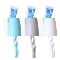 吸壁式牙刷架套装壁挂三人牙具座单人刷牙杯牙刷盒X5|绿+灰+米（3个） 牙膏筒+