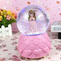 天使灯光少女心八音盒水晶球音乐盒送女生日礼物女孩儿童礼品M3|大号天使粉彩灯+音乐+自动飘雪 彩纸包装送小本册