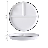 创意分餐盘家用分格减脂餐盘一人食早餐餐具儿童定量盘子H1|早餐三格盘【黑线】8英寸