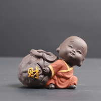 创意禅意小和尚水培花器摆件铜钱草茶道办公桌面花钵T3|小和尚花器-财源滚滚 小