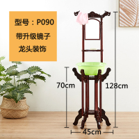 卫生间洗脸盆架置物架浴室仿古脸盆架落地盆架面盆架毛巾架盆架子|090龙头红棕色升级镜子款