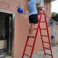 加宽加厚工程梯家用折叠梯人字梯一字梯双侧梯工业梯能梯L1|加厚两用梯3米伸直6米（绿色）