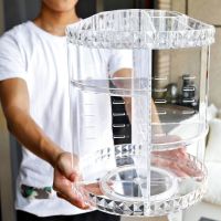 旋转化妆品置物架透明亚克力桌面梳妆台护肤首饰口红整理W2