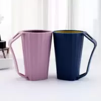 牙刷水杯小鱼杯家用北欧双层加厚防摔牙缸创意网红杯子M4|【热卖】组合（深蓝+藕粉）
