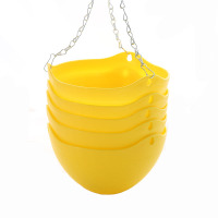 垂吊挂式pp树脂塑料吊盆挂盆吊兰彩色绿萝盆栽挂式小I6|黄色5个配件 大