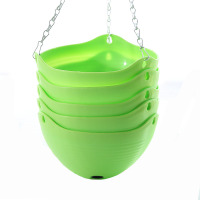 垂吊挂式pp树脂塑料吊盆挂盆吊兰彩色绿萝盆栽挂式小I6|绿色5个配件 大
