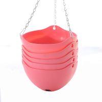 垂吊挂式pp树脂塑料吊盆挂盆吊兰彩色绿萝盆栽挂式小I6|粉色5个配件 大