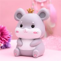 可爱鼠存钱罐防摔储蓄罐鼠年老鼠生日礼物男女孩家用可存可取零钱B1|小号灰色钱罐10*16cm