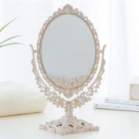 欧式台式化妆镜子复古镜子双面书桌梳妆镜大号便携公主镜子L6|椭圆形（一面正常一面放大）