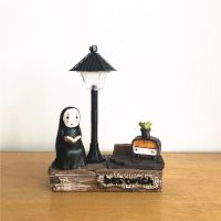 可爱无脸男玩偶公仔新款创意迷你小摆件宫崎骏千与千寻树脂工艺品|0822B无脸男看书路灯 普通硬纸盒包装