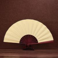 中10寸丝绸大绢扇子古风折扇雕刻手工艺礼品复古典男折叠扇竹C6|纯黄