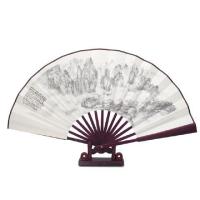 中10寸丝绸大绢扇子古风折扇雕刻手工艺礼品复古典男折叠扇竹C6|透明
