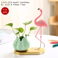 创意水养植物绿萝花器水培花瓶器皿插花瓶火烈鸟桌面摆件W1|FH-火烈鸟-遥望+绿-花瓣花器 大