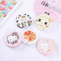 pu便携随身小镜子双面折叠美妆化妆镜可爱方形圆形镜T7|7厘米圆随机发