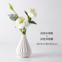 北欧仿真假花装饰品创意家用花瓶摆件ins风客厅餐桌小插花器A4|白色水球瓶+白色洋桔梗