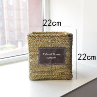 北欧草编藤编特大花篮篮子绿萝藤编创意编织竹编编制L5|正方形小号 中