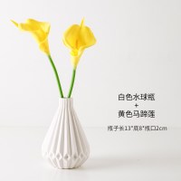 北欧仿真假花装饰品创意家用花瓶摆件ins风客厅餐桌小插花器A4|白色水球瓶+黄色马蹄莲