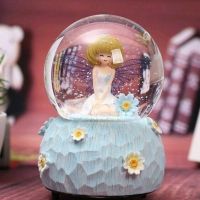 创意水晶球独角兽款音乐盒送男女朋友闺蜜儿童女孩子生日礼物女生E5|中号天使蓝彩灯+音乐 彩纸包装送小本册