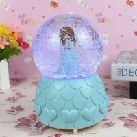 创意水晶球独角兽款音乐盒送男女朋友闺蜜儿童女孩子生日礼物女生E5|大号天使蓝彩灯+音乐+自动飘雪 彩纸包装送小本册