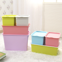 加厚大号带盖衣服收纳箱塑料储物箱内衣物整理箱玩具化妆品M4