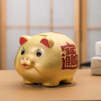 存钱罐猪猪硬币纸币零钱ins储蓄罐儿童礼物摆件只进不出P4|有进有出 19厘米一对（两只）