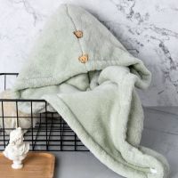 干发帽加厚吸水速干双层比纯棉柔软可爱浴帽洗澡包头巾成人女日韩C6|双层豆绿浴帽1条