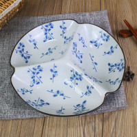 日式分格快餐菜盘子干果水果盘 创意家用大人餐盘K0|8.5英寸三格盘兰梅