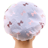 炒菜防油烟帽子多色可选防水浴帽成人沐浴帽洗澡头套M1|蝴蝶结【4个装】