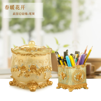 北欧ins风学生桌面可爱创意化妆刷桶欧式个性摆件V8|方形+桌面垃圾桶