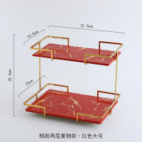 浴室厕所卫生间梳化妆用品洗手脸洗漱台面置物架大理石桌面G0|大号双层大红金纹（下层加宽）