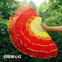 大五层纱扇跳舞扇子广场祖国颂教水晶纱扇跳舞扇舞蹈扇扇M1|四层黄心红1把