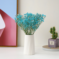北欧满干花带花瓶创意客厅插花白瓷花器餐桌花瓶摆件F3|蓝色朝露+蓝色满