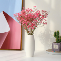北欧满干花带花瓶创意客厅插花白瓷花器餐桌花瓶摆件F3|玫红色+粉色满