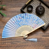 古风折叠扇男女夏季和风舞蹈折叠扇子折扇中D3|漫天飞舞-蓝面 有扇袋