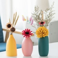 创意北欧轻奢风干花小花瓶装饰品客厅餐桌电视柜插花摆件Y0|彩迪【黄粉绿】+如图干花 中等